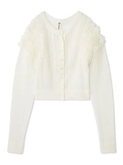Snidel [chacott] Tulle Sleeve Knit Cardigan