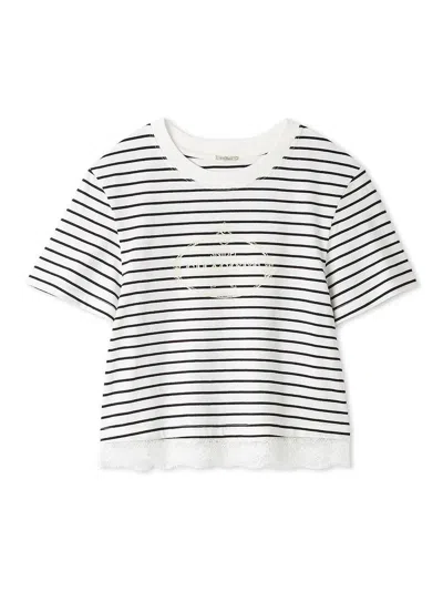 Snidel 【chacott】lace-trim T-shirt In White