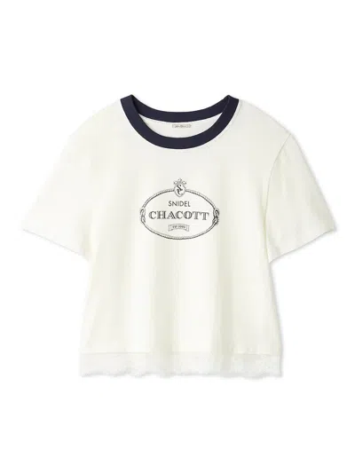 Snidel 【chacott】lace-trim T-shirt In White