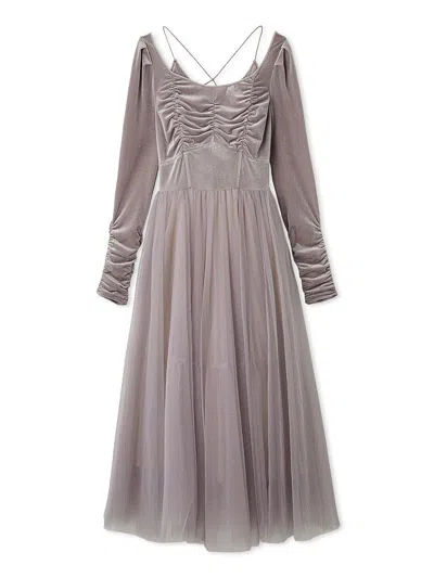 Snidel 【chacott】velour × Tulle Dress In Metallic