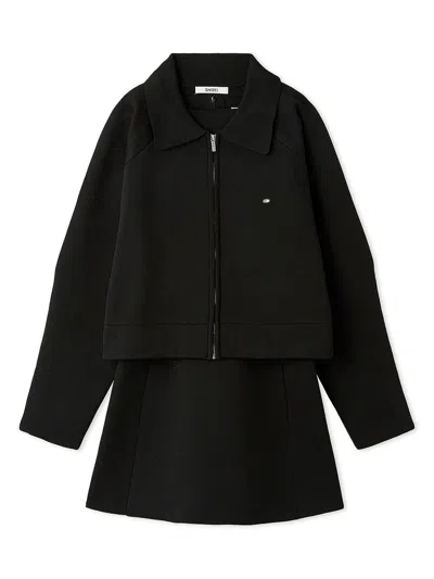 Snidel Chic Sleeveless Mini Dress With Matching Cropped Blazer In Black