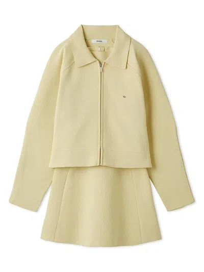 Snidel Chic Sleeveless Mini Dress With Matching Cropped Blazer In Yellow