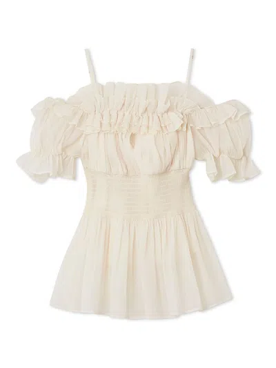 Snidel Chiffon Off-shoulder Frill Blouse