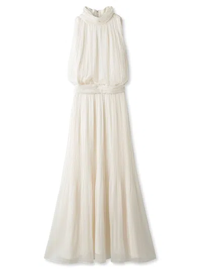Snidel Chiffon Pleated Flare Dress In Neutral