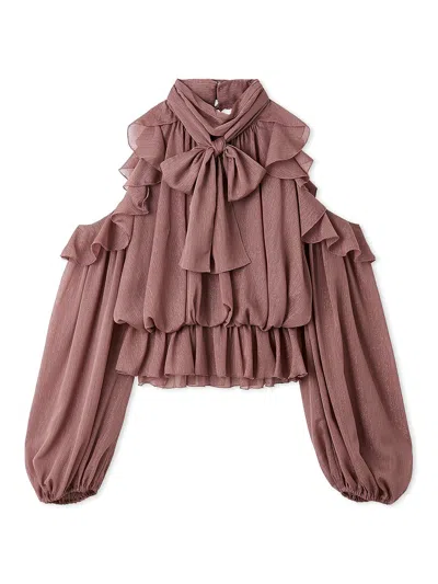 Snidel Chiffon Volume Blouse In Brown