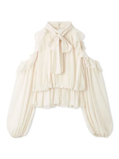 Snidel Chiffon Volume Blouse In White