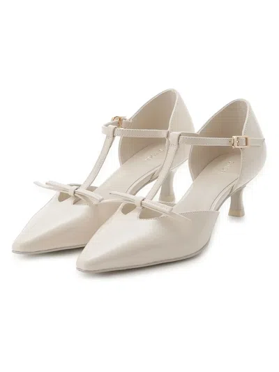 Snidel Classic T-strap Mary Jane Heels In White