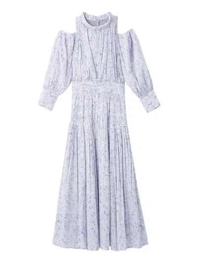 Snidel Cold Shoulder Long Dress In Blue