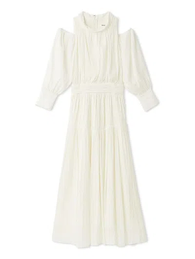 Snidel Cold Shoulder Long Dress In Metallic