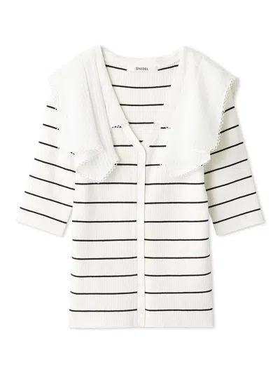 Snidel Color Detail Knit Pullover In White