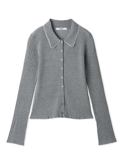 Snidel Color Textured Knit Cardigan In Gray