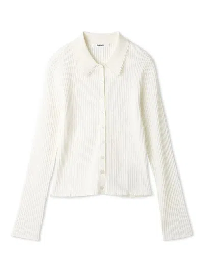 Snidel Color Textured Knit Cardigan In White