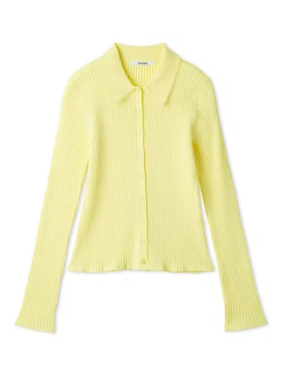 Snidel Color Textured Knit Cardigan In Yellow