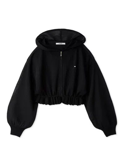Snidel Cooling Touch Sheer Knit Hoodie In Black
