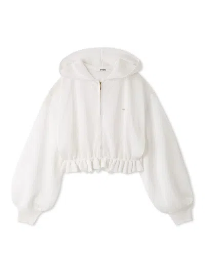 Snidel Cooling Touch Sheer Knit Hoodie In White