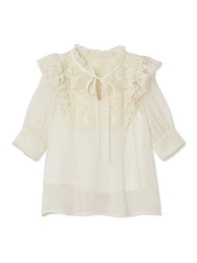 Snidel Crepe Chiffon Lace Blouse