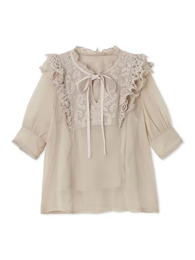Snidel Crepe Chiffon Lace Blouse
