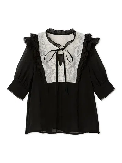 Snidel Crepe Chiffon Lace Blouse