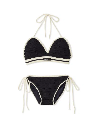 Snidel Crochet Bikini Set In Black