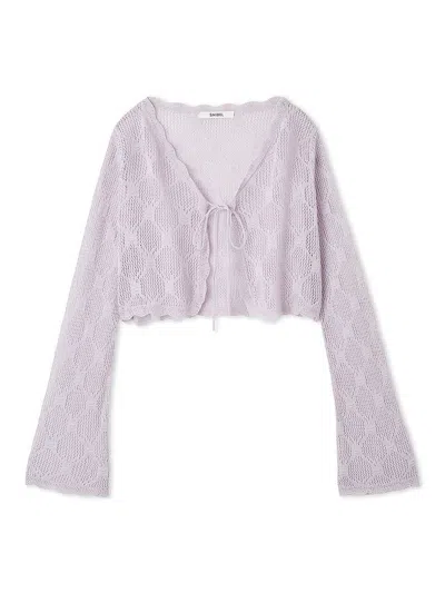 Snidel Cropped Frill Cardigan In Blue