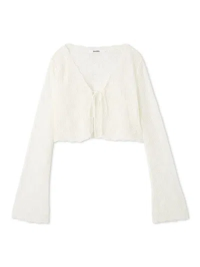 Snidel Cropped Frill Cardigan In White