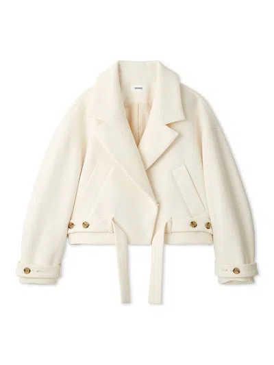 Snidel Cropped Pea Coat In White