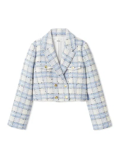 Snidel Cropped Tweed Jacket In Blue