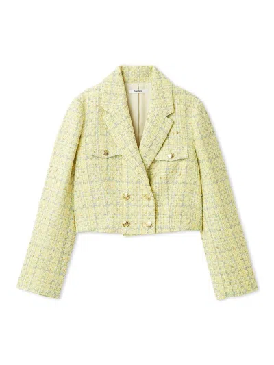 Snidel Cropped Tweed Jacket In Yellow