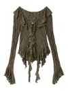 Snidel Cut Lace Ruffle Pullover In Green