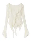 Snidel Cut Lace Ruffle Pullover In White