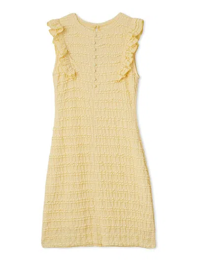 Snidel Cut Work Lace Mini Dress In Yellow