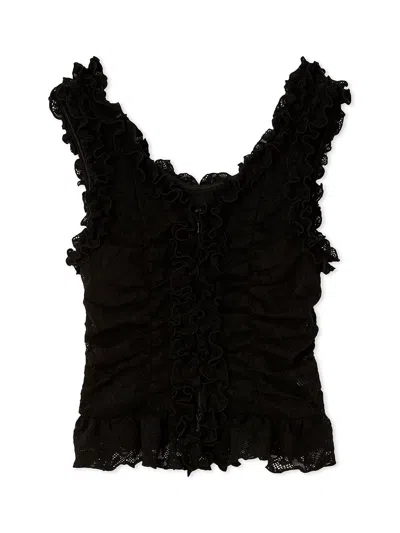 Snidel Cutwork Lace Frill Pullover In Black