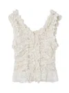 Snidel Cutwork Lace Frill Pullover In Neutral