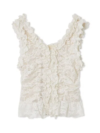 Snidel Cutwork Lace Frill Pullover In Neutral