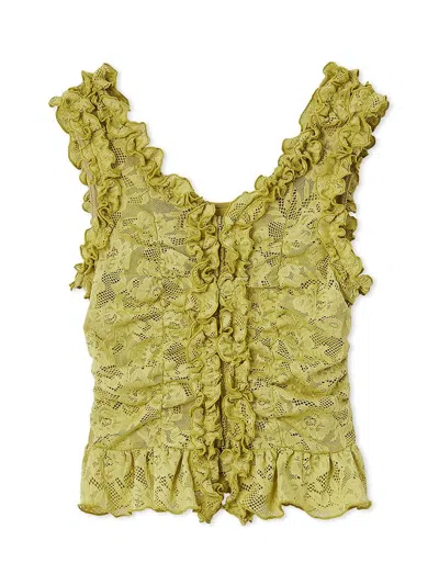 Snidel Cutwork Lace Frill Pullover In Green