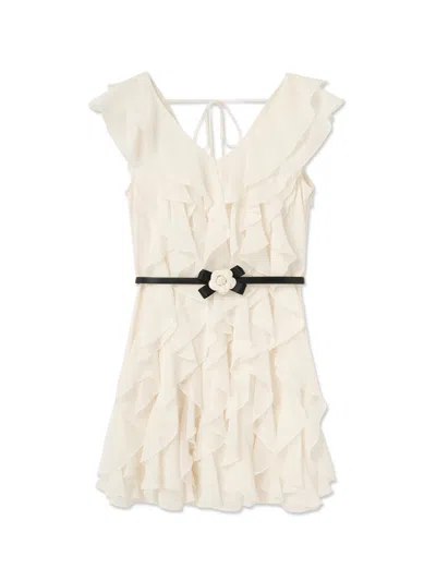 Daisy Flare Mini Dress In White from SNIDEL