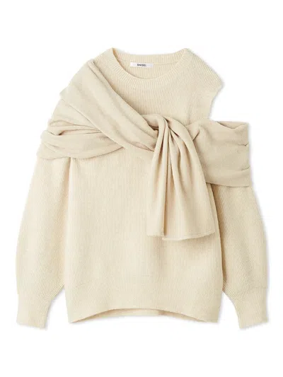 Snidel Deformation Knit Pullover In White