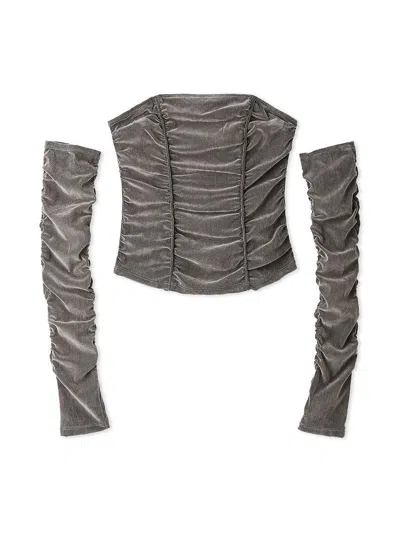 Snidel Detachable Sleeve Corset Top In Gray