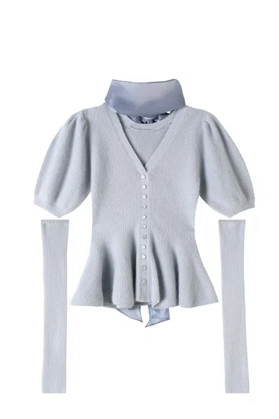 Snidel Detachable Sleeve Knit Top In Blue