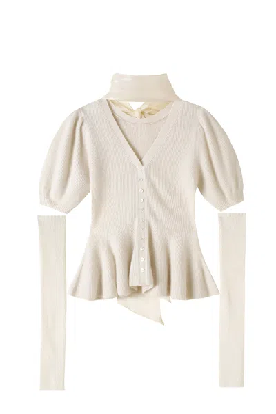 Snidel Detachable Sleeve Knit Top In Neutral