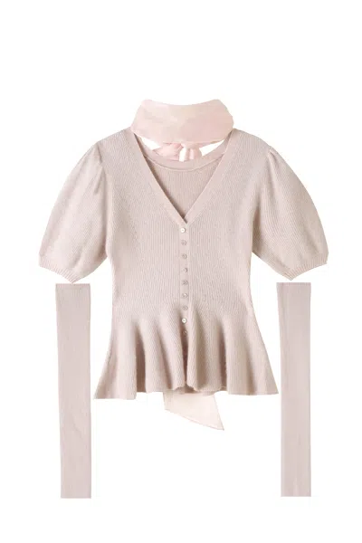 Snidel Detachable Sleeve Knit Top In Pink