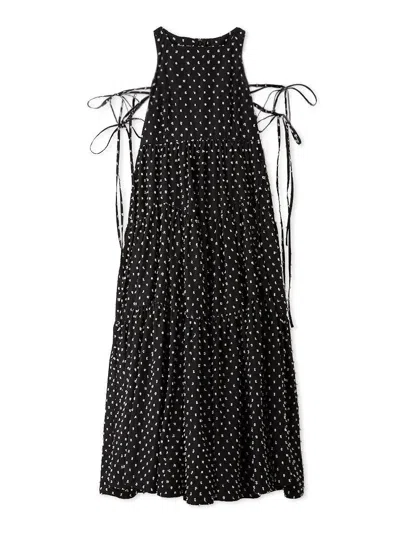 Snidel Dobby Dot Tiered Dress In Black