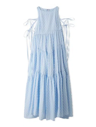 Snidel Dobby Dot Tiered Dress In Blue