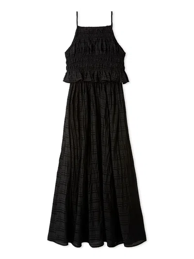 Snidel Dobby Sleeveless Pleated Dress In Black