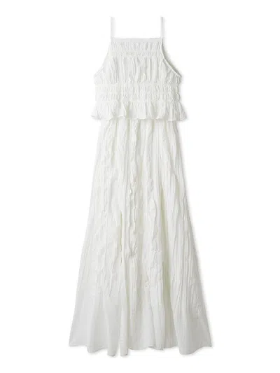 Snidel Dobby Sleeveless Pleated Dress In White