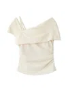 Snidel Draped Asymmetrical Blouse In White