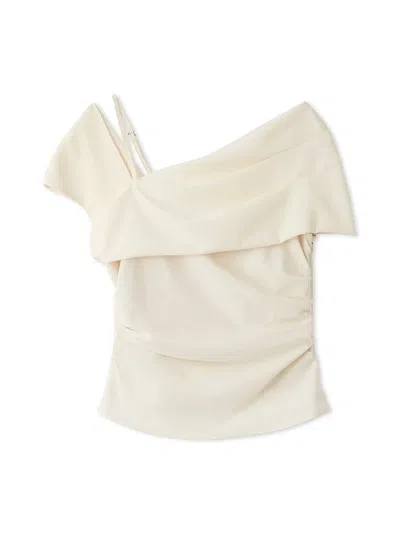 Snidel Draped Asymmetrical Blouse In White