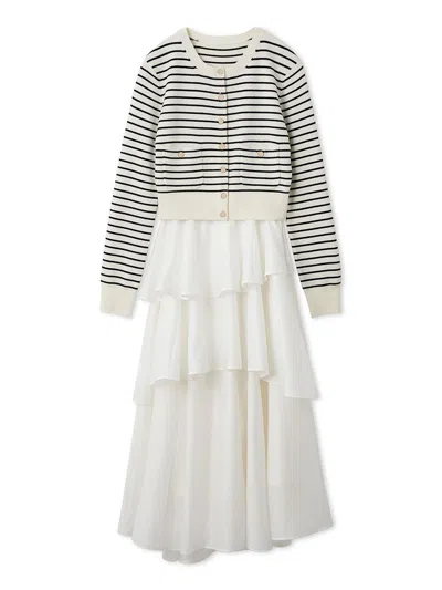 Snidel Eco Knit Cardigan & Tiered Skirt Set In Multi