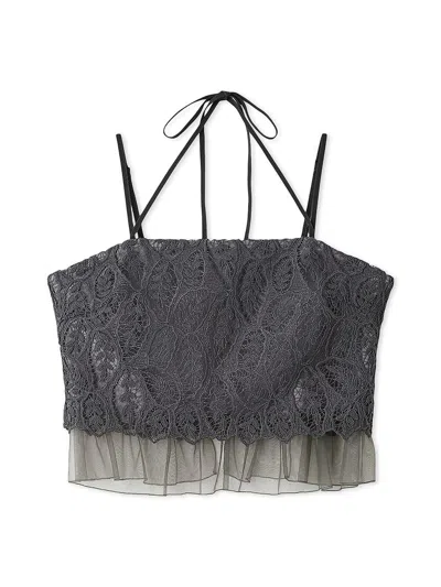 Snidel Elegant Lace Bralette Style Cropped Top
