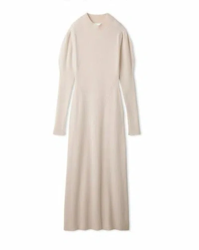Snidel Elegant Long Sleeve With Back Cut-out Ribbed Maxi Dress In Neutral